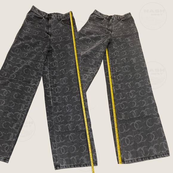 CHANEL 23B 2024 Runway Jeans 34 FR | Black Denim, White CC Logo, Baggy Oversized - Picture 13 of 14